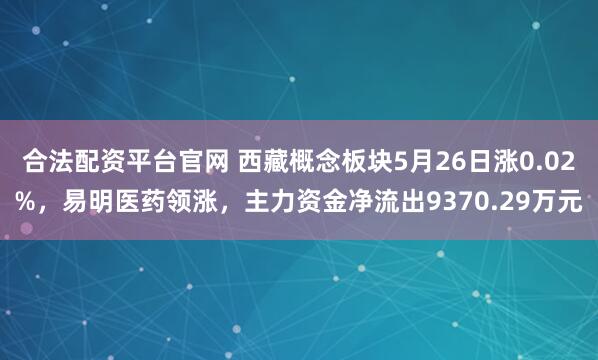 合法配资平台官网 西藏概念板块5月26日涨0.02%，易明医药领涨，主力资金净流出9370.29万元