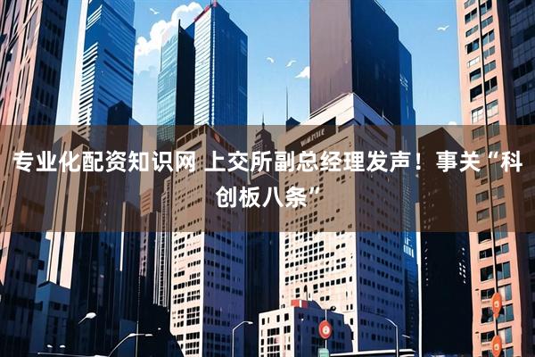 专业化配资知识网 上交所副总经理发声！事关“科创板八条”