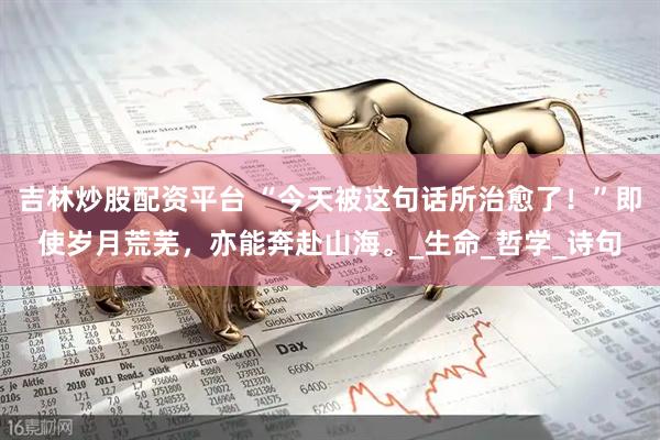 吉林炒股配资平台 “今天被这句话所治愈了！”即使岁月荒芜，亦能奔赴山海。_生命_哲学_诗句